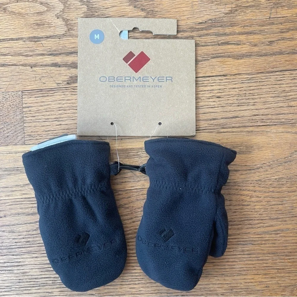NEW Obermeyer Finley Fleece Mitten Unisex Black Medium NWT